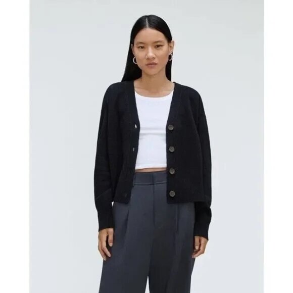 Everlane Black Cropped Cashmere Cardigan - Picture 1 of 5